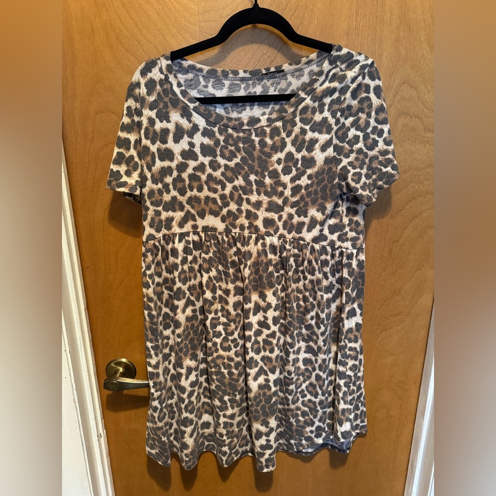 Leopard Print Babydoll Dress
